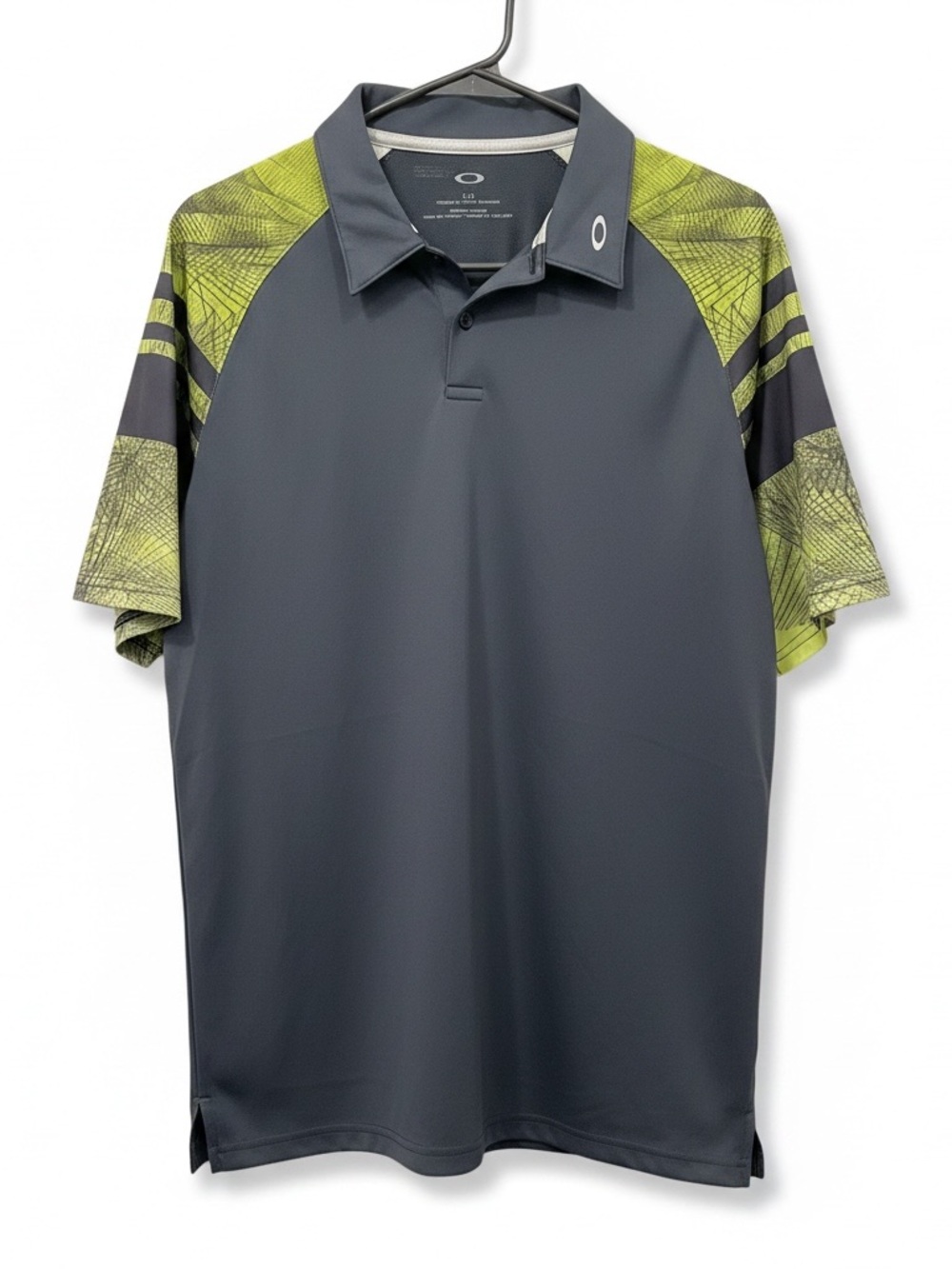 Oakley Men’s Slate Gray Polo with Chartreuse Accent Shoulders